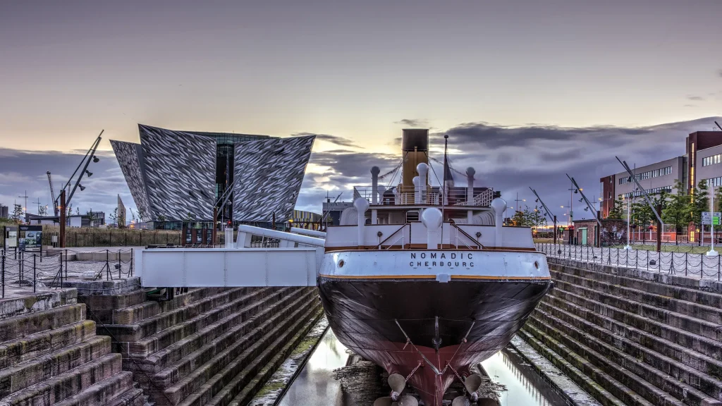 Titanic Belfast and the SS Nomadic in the Titanic Quarter