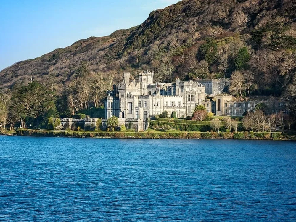 Kylemore Abbey on the lake shore in Connemara.