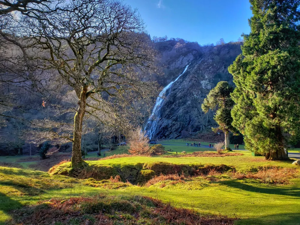 Powerscourt Waterfall in County Wicklow, a stop on a private guided tour with a local Creagh Travel guide.